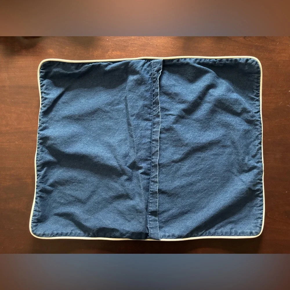 Rare L.L. Bean vintage denim cotton pillow cushion cover sham set of two 24x19 - Picture 4 of 6